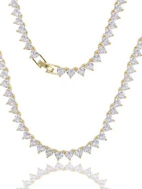 18k Gold-Plated Lab Sapphire Tennis Necklace